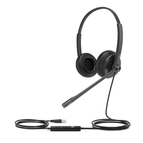 YEALINK UH34-DUO, USB WIRED HEADSET, LEATHER CUSHIONS - BINAURAL.