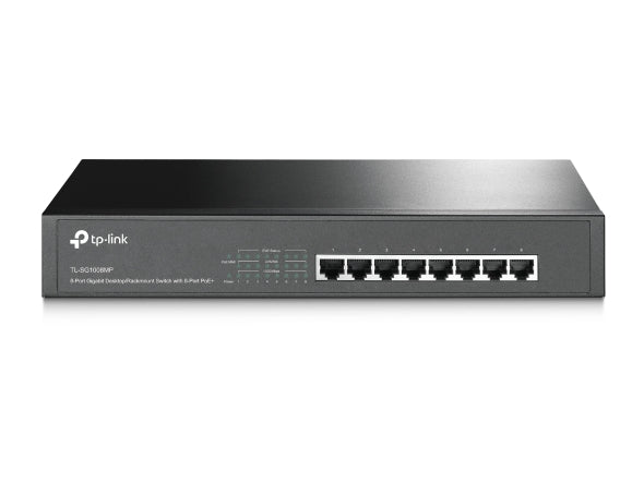 TP-LINK - SG1008MP 8 PORT GIGABIT POE+ SWITCH 126W POE POWER 1U 13-INCH RACK MOUNT STEEL CASE