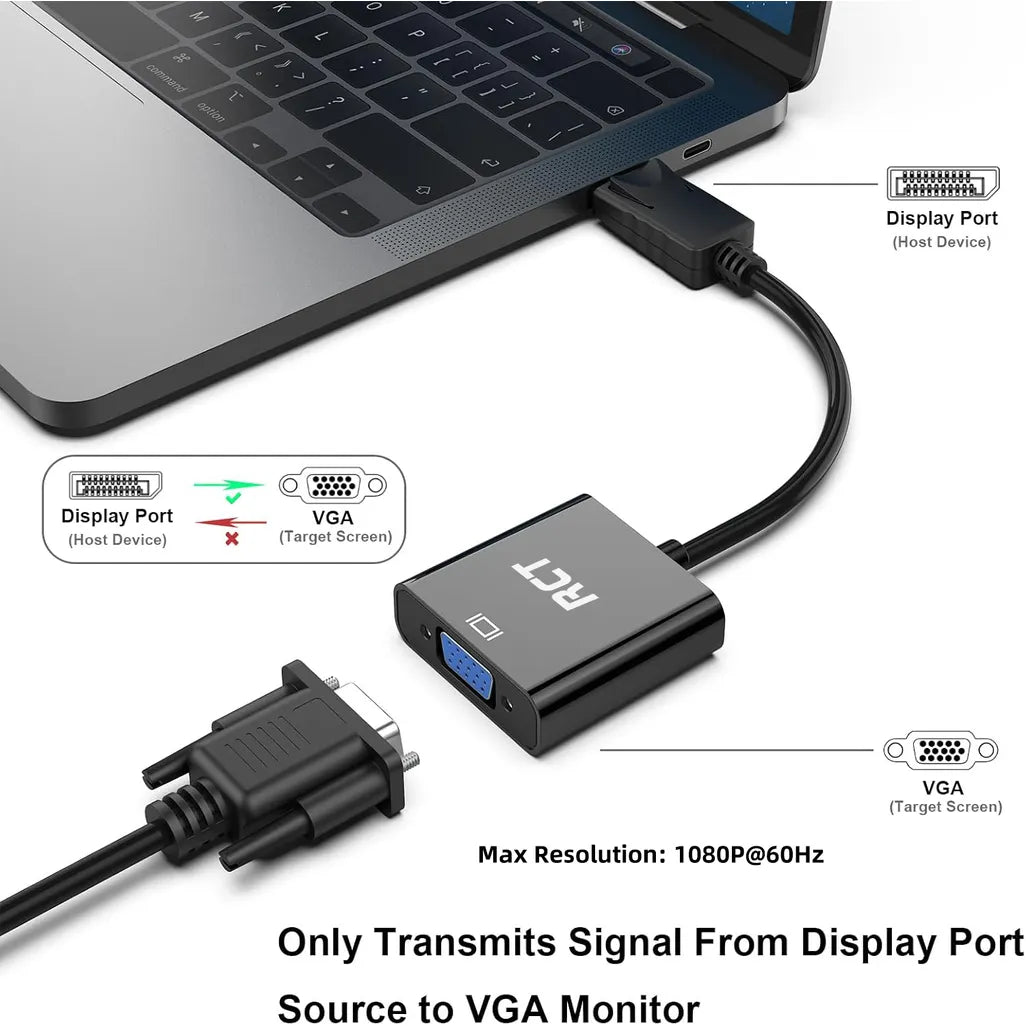 RCT display port to VGA (M to F) adapter